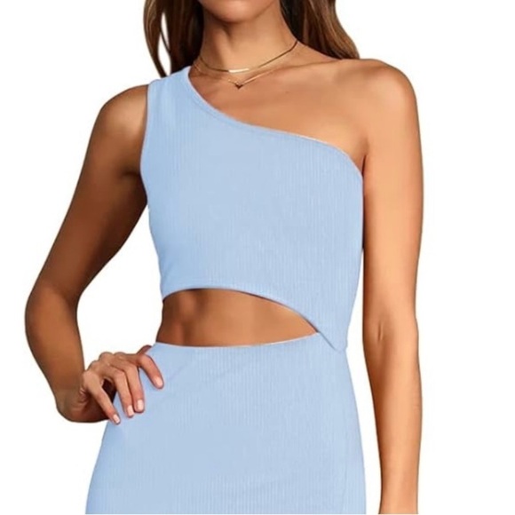 Women's One Shoulder Sleeveless Cutout SideSlit Maxi Long Dress Size S   A94 - Picture 5 of 6